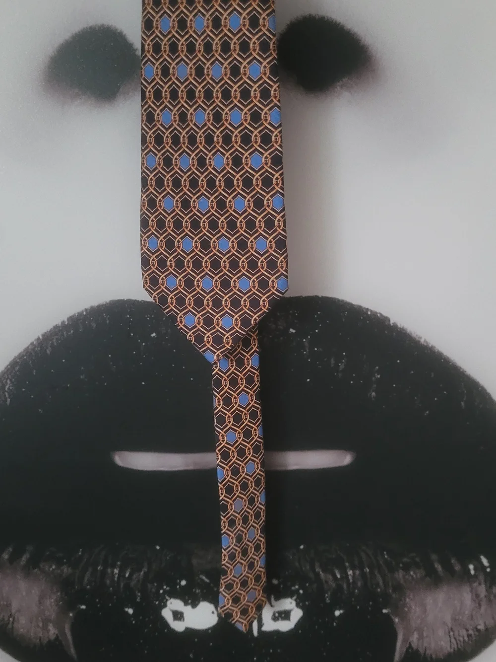 Balmain Black, Gold & Blue Silk Tie